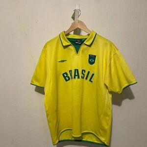 Vintage Umbria Yellow Brazil Soccer Jersey